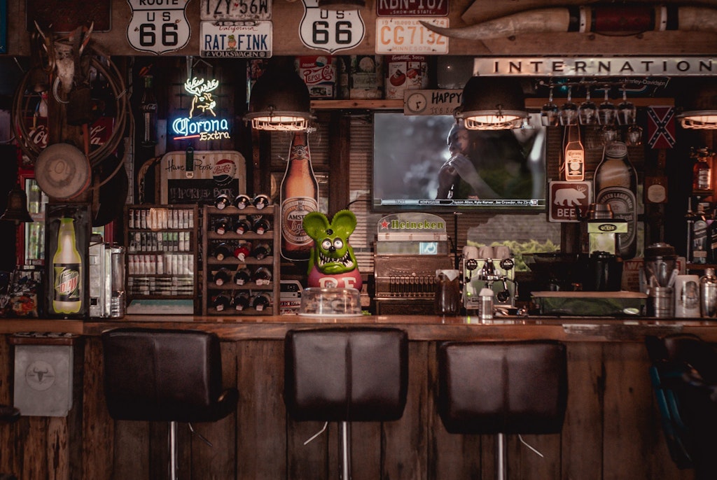 front facing view of a restaurant bar