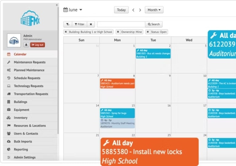 FMX facility management calendar